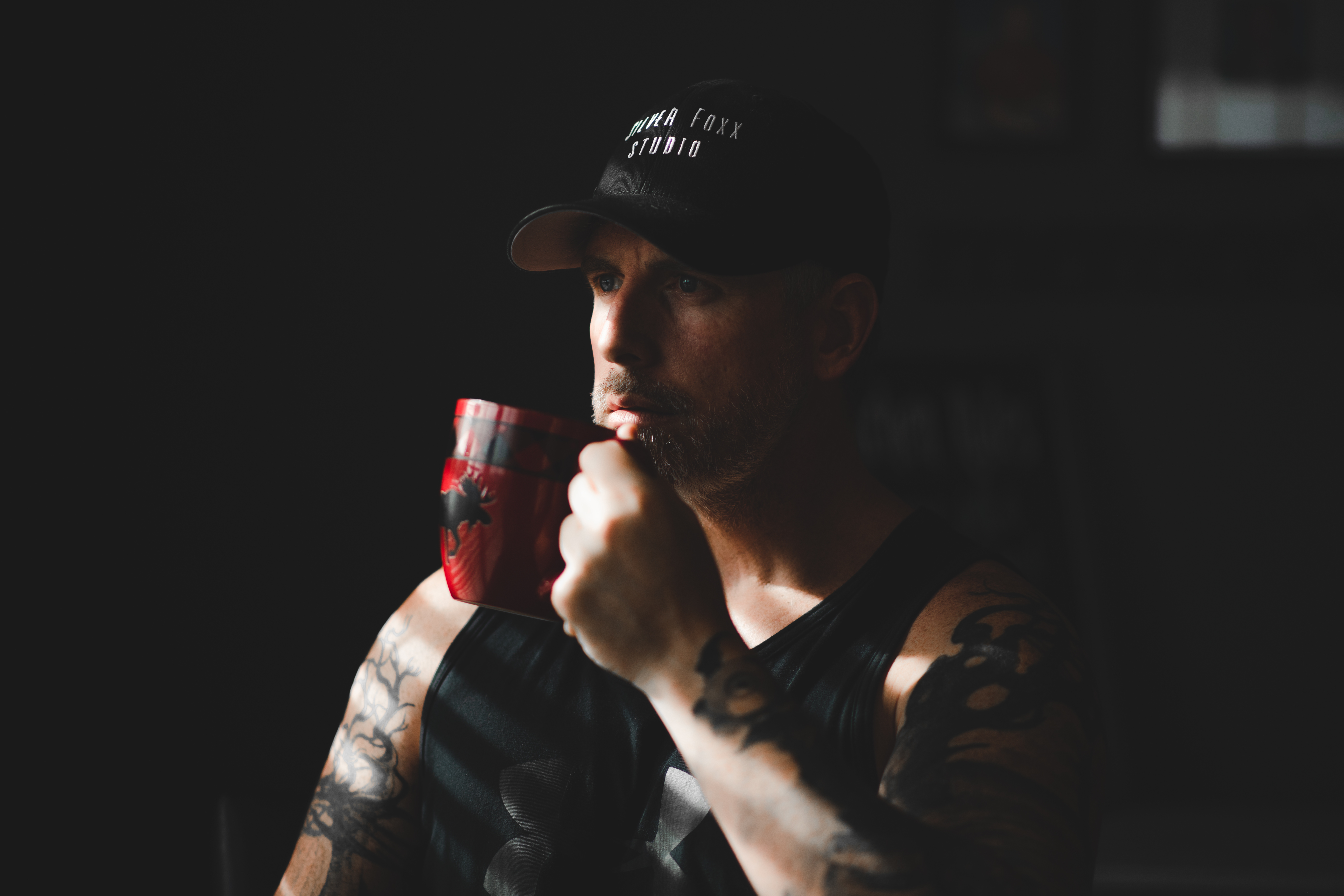 Photographer drinking coffee Photographer drinking coffee